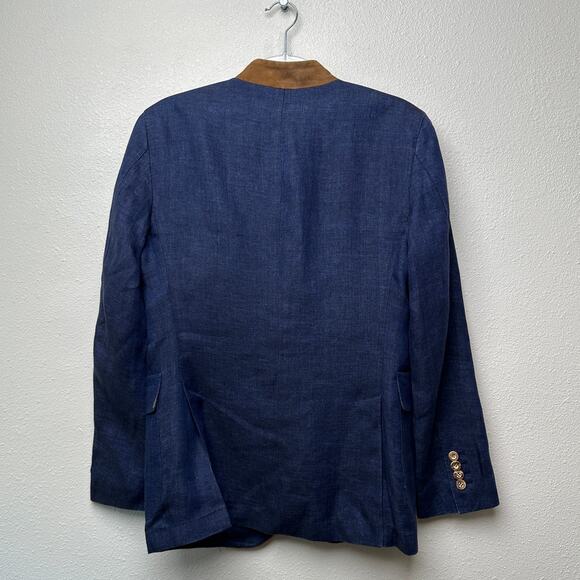 Windsor Men’s Stand-Collar Blue Blazer US 34 (EU 44) Suede Trim - Picture 7 of 15